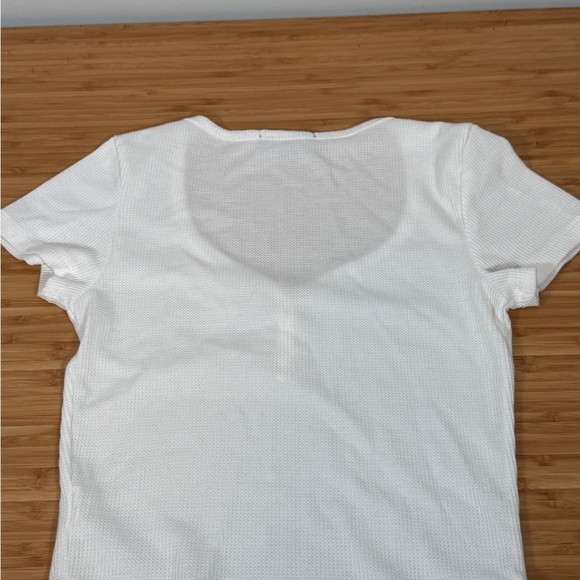 Ambiance White Buttoned V-Neck Tee - Picture 2 of 6